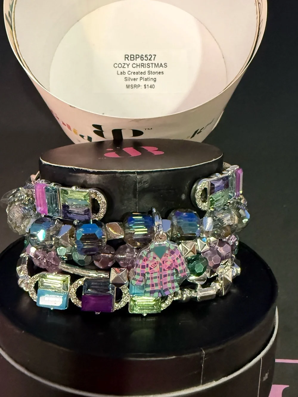 Cozy Christmas Multicolor Crystal Bracelet Set - Silver Plating